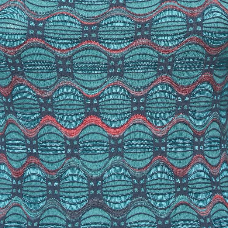 Pre Owned M Missoni Teal Blue Patterned Knit Maxi Dress S