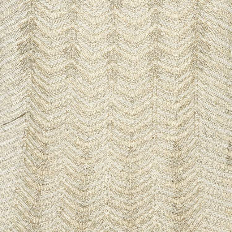 Pre Owned M Missoni Green Chevron Lurex Knit Halter Neck Lace-Up Maxi Dress XL