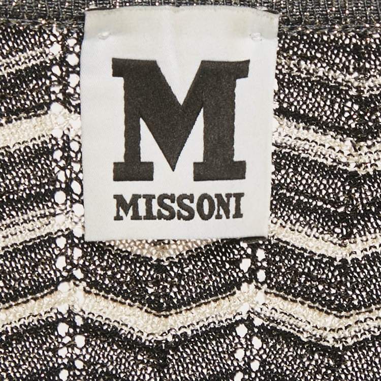 Pre Owned M Missoni Black Patterned Lurex Knit Mini Dress M