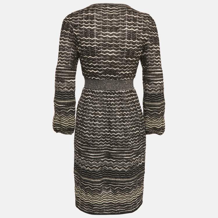 Pre Owned M Missoni Black Patterned Lurex Knit Mini Dress M