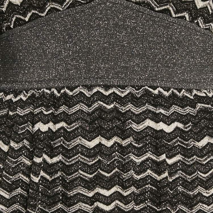 Pre Owned M Missoni Black Patterned Lurex Knit Mini Dress M