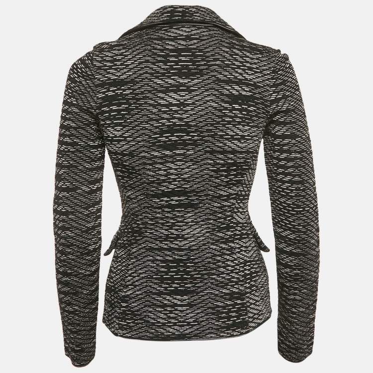 Pre Owned M Missoni Black Patterned Wool Knit Blazer S