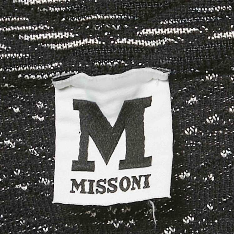 Pre Owned M Missoni Black Patterned Wool Knit Blazer S