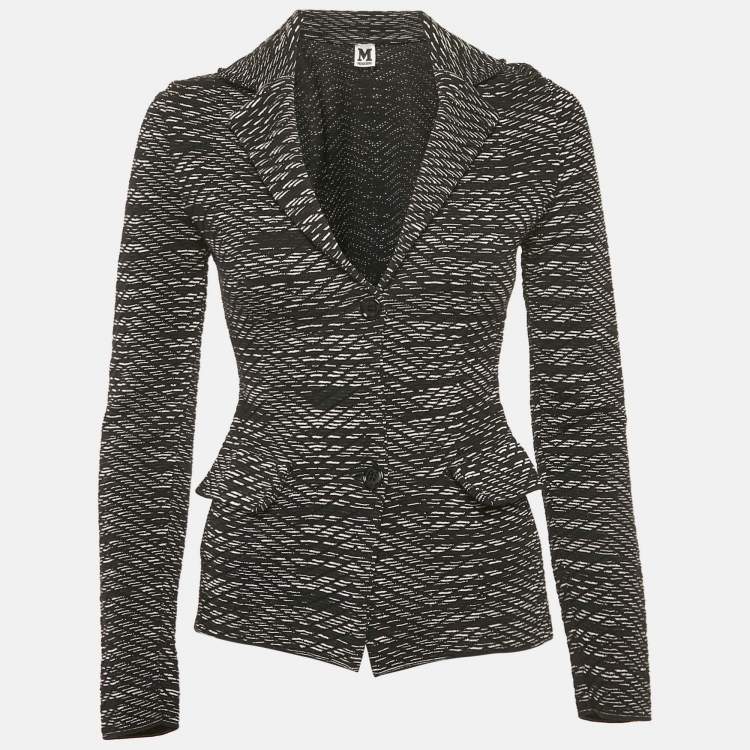 Pre Owned M Missoni Black Patterned Wool Knit Blazer S