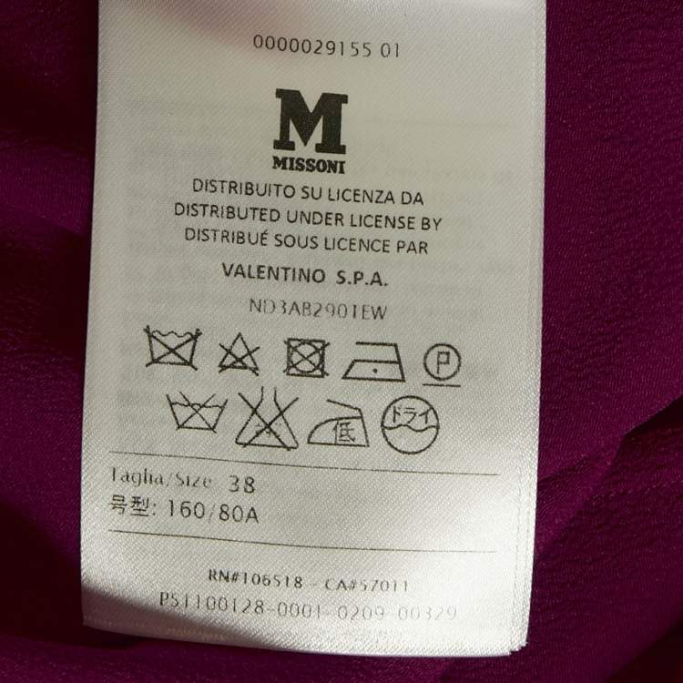 Pre Owned M Missoni Pink Silk Ruffled Long Sleeve Shirt 