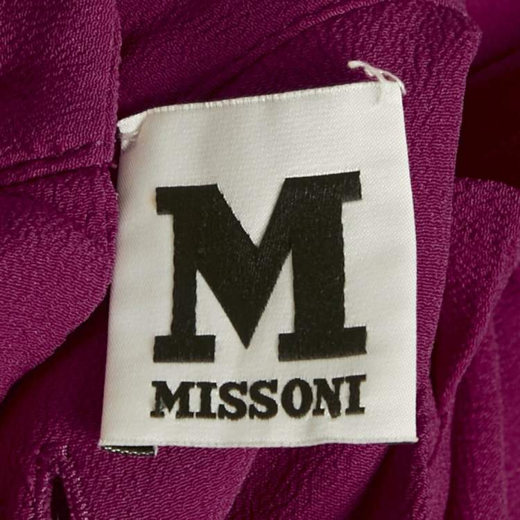 Pre Owned M Missoni Pink Silk Ruffled Long Sleeve Shirt 