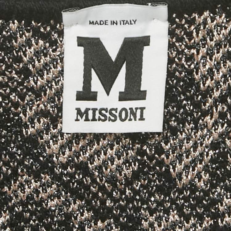 Pre Owned M Missoni Black Patterned Lurex Knit Long Cardigan S