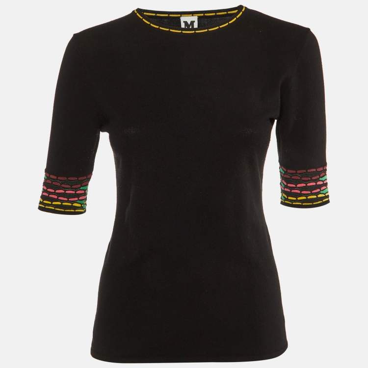 Pre Owned M Missoni Black Knit Crew Neck Top M