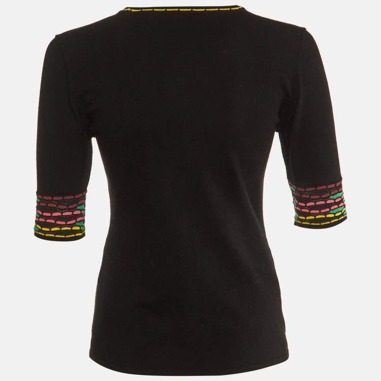 Pre Owned M Missoni Black Knit Crew Neck Top M