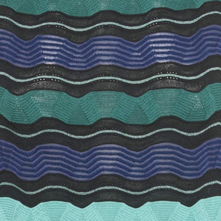 Pre Owned M Missoni Green Patterned Lurex Knit Sleeveless Top S