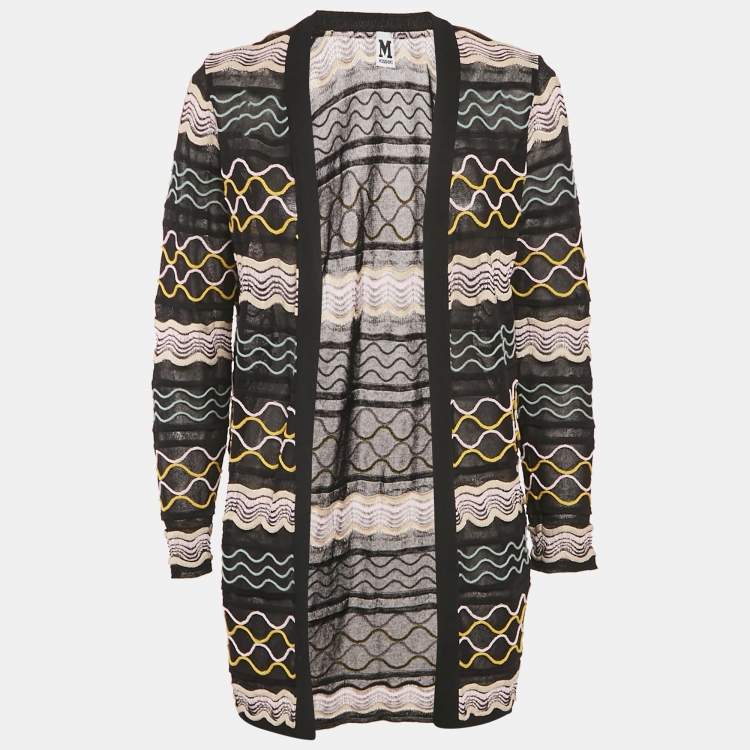Pre Owned M Missoni Black Patterned Open Front Cardigan S