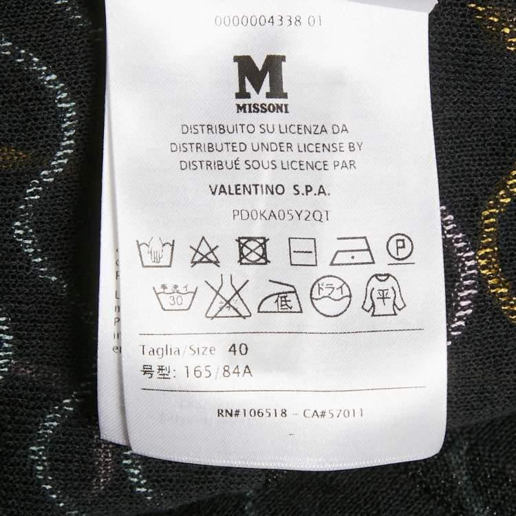 Pre Owned M Missoni Black Patterned Open Front Cardigan S