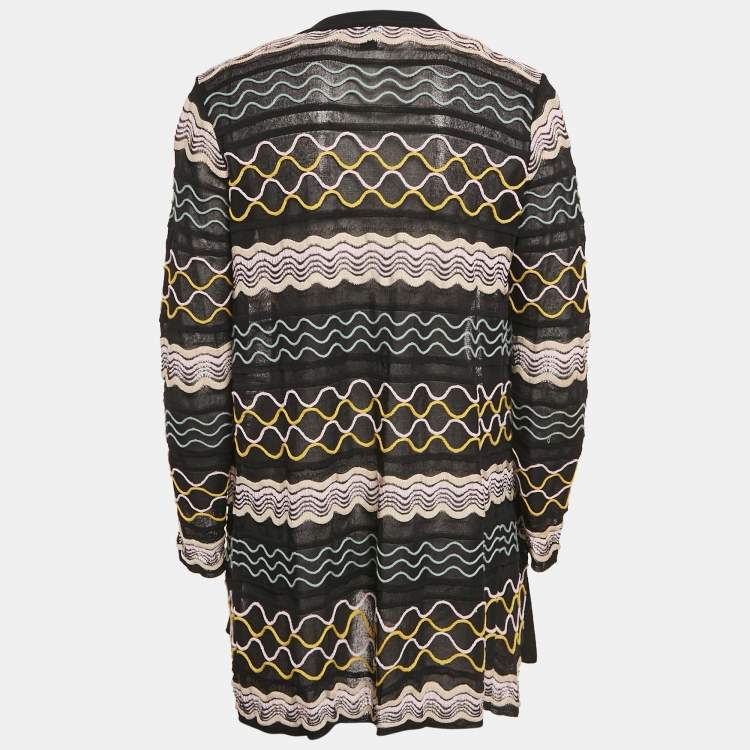 Pre Owned M Missoni Black Patterned Open Front Cardigan S