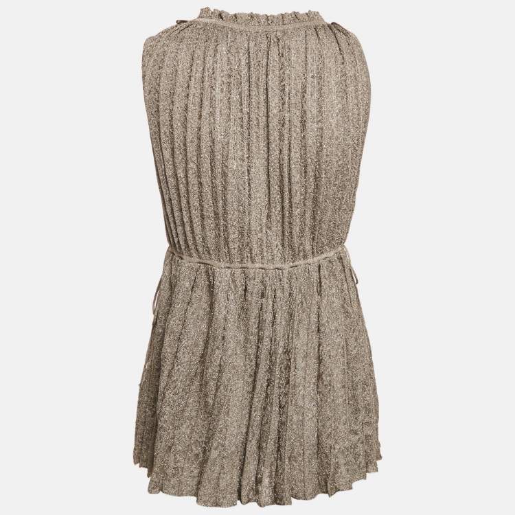 Pre Owned M Missoni Metallic Lurex Knit Sleeveless Top L