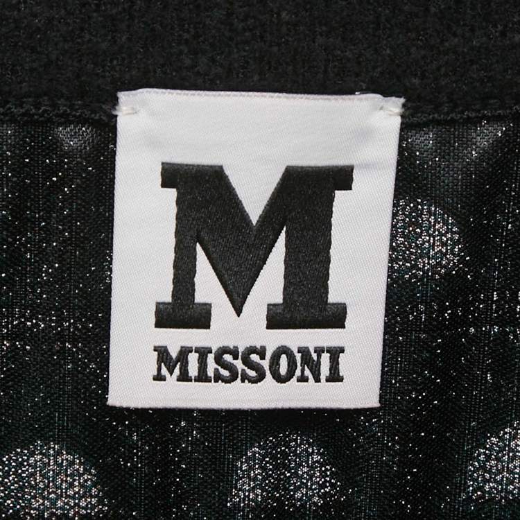 Pre Owned Missoni Green/Brown Pattern Knit Knee Length Skirt S