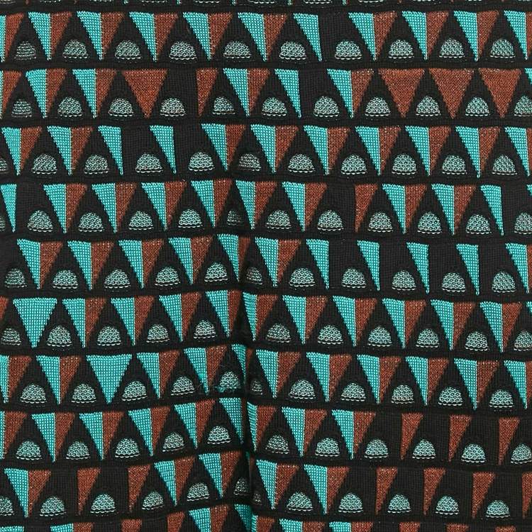 Pre Owned Missoni Green/Brown Pattern Knit Knee Length Skirt S