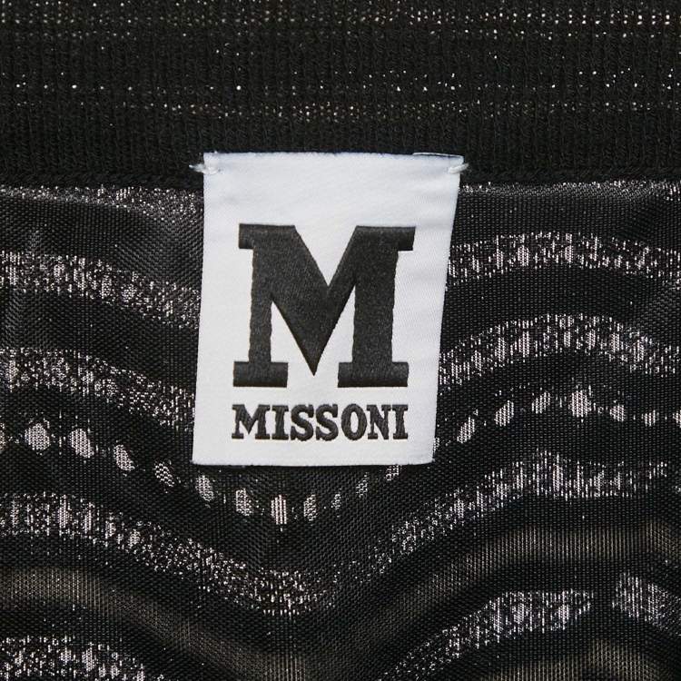 Pre Owned M Missoni Black Patterned Flared Short Skirt S