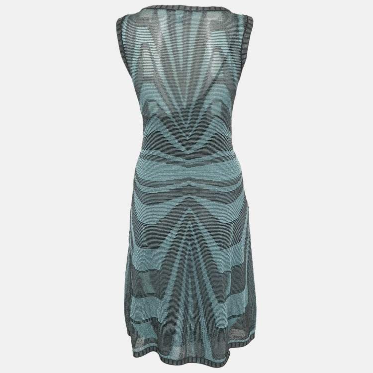 Pre Owned M Missoni Blue Lurex Knit Short Dress S