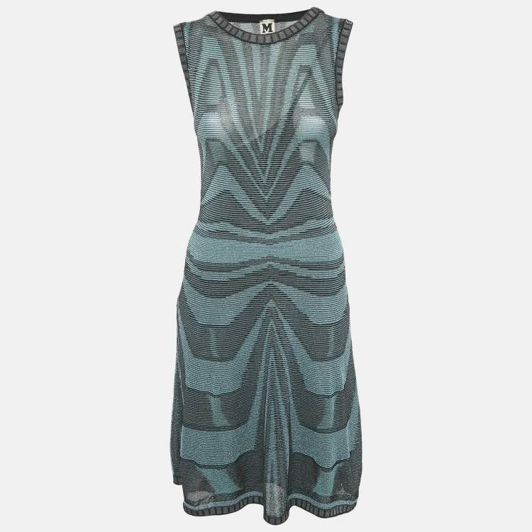 Pre Owned M Missoni Blue Lurex Knit Short Dress S