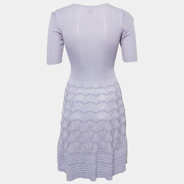 Pre Owned M Missoni Purple Patterned Cotton Blend Knit Short Dress S