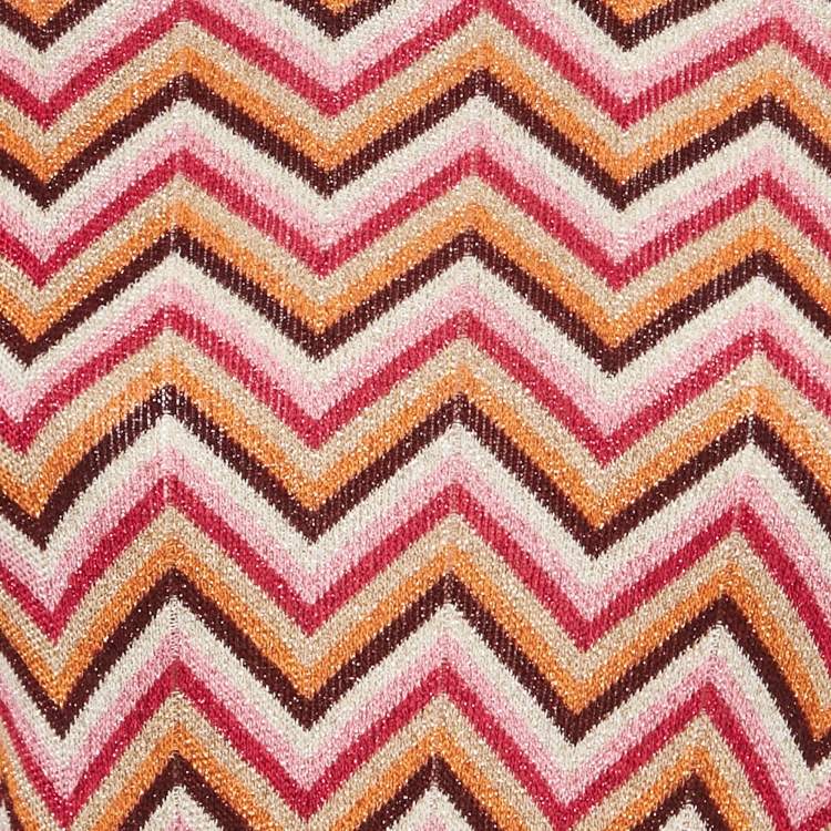 Pre Owned M Missoni Multicolor Chevron Lurex Knit Long Sleeve Jumper L