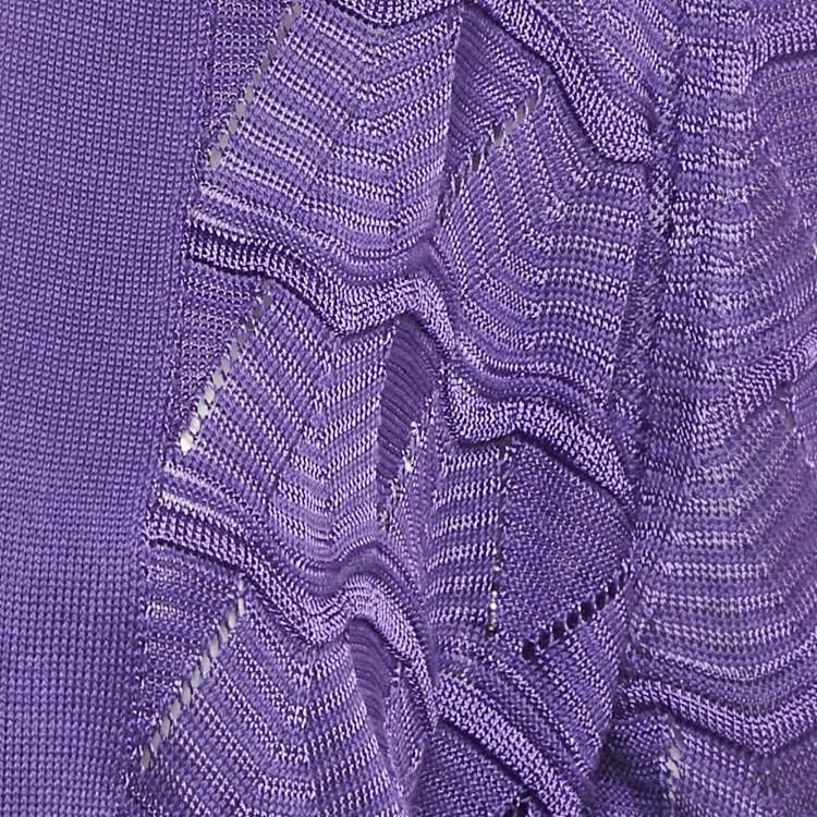 Pre Owned M Missoni Purple Chevon Knit Open Front Cardigan M