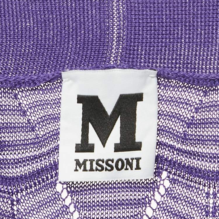 Pre Owned M Missoni Purple Chevon Knit Open Front Cardigan M