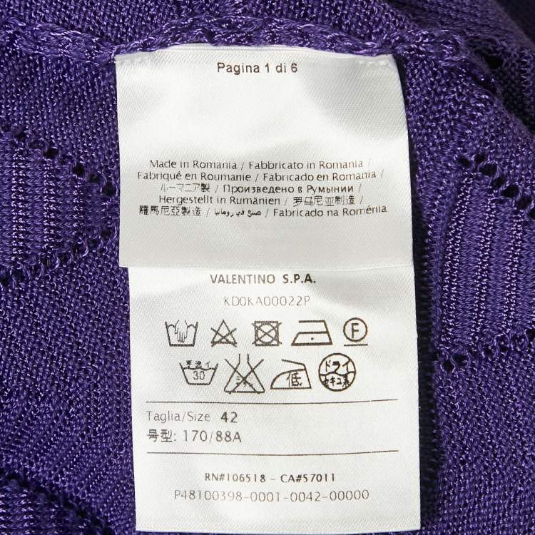 Pre Owned M Missoni Purple Chevon Knit Open Front Cardigan M