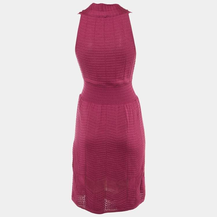Pre Owned M Missoni Mauve Pink Wool Knit Sleeveless Dress S