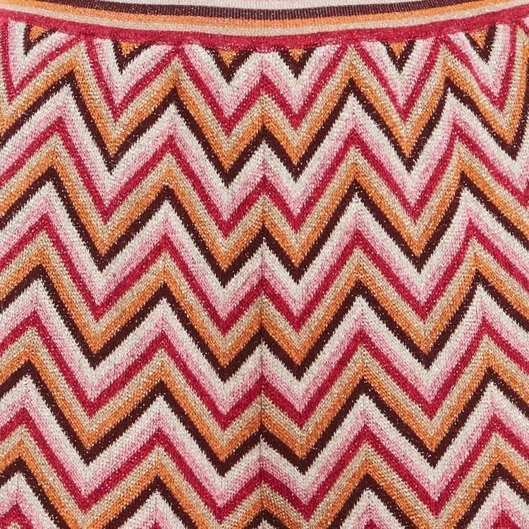 Pre Owned M Missoni Pink Zig Zag Lurex Knit Trousers L