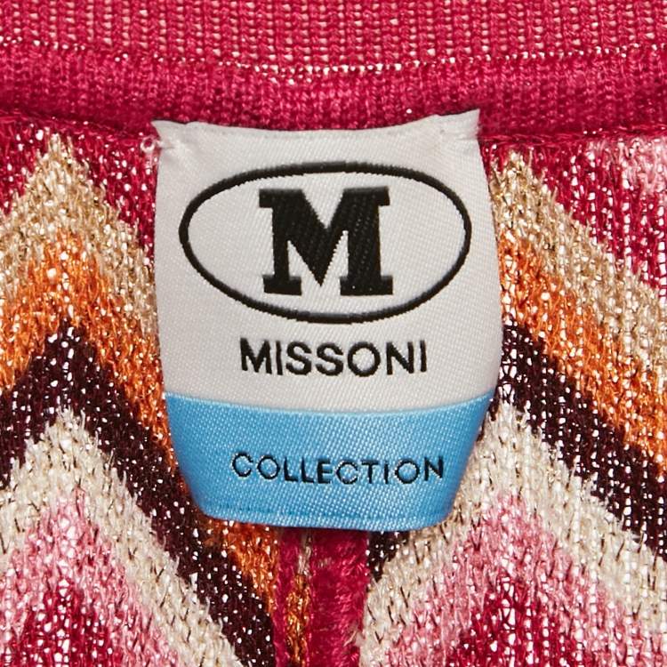 Pre Owned M Missoni Pink Zig Zag Lurex Knit Trousers L