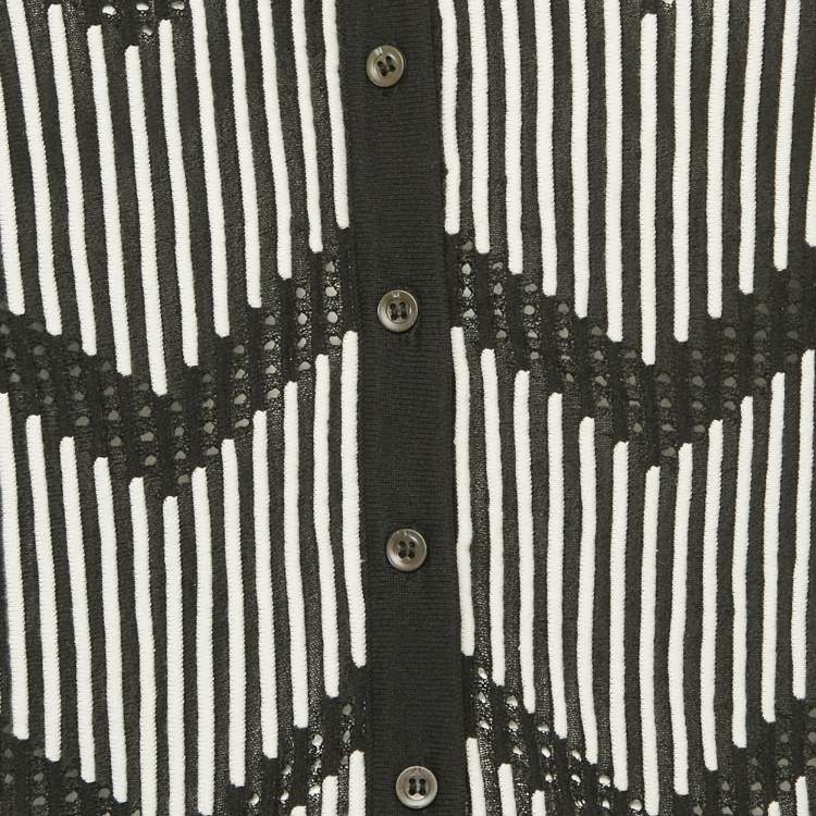 Pre Owned M Missoni Black/White Patterned Knit Button Front Cardigan S