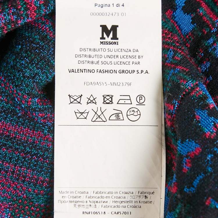Pre Owned M Missoni Multicolor/Blue Intarsia Knit Short Dress M