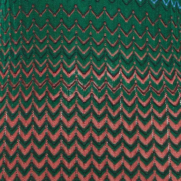 Pre Owned M Missoni Multicolor Zig Zag Knit Mini Dress L