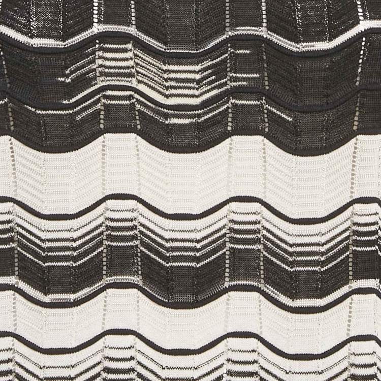 Pre Owned M Missoni Monochrome Pattered Knit Mini Dress M