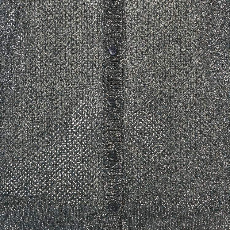 Pre Owned M Missoni Metallic Lurex Knit Button Down Cardigan L