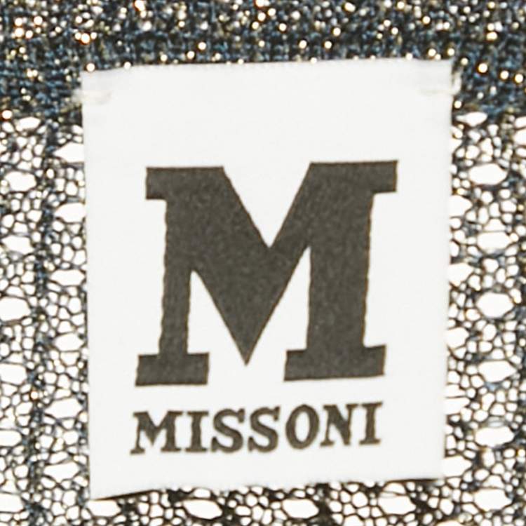 Pre Owned M Missoni Metallic Lurex Knit Button Down Cardigan L