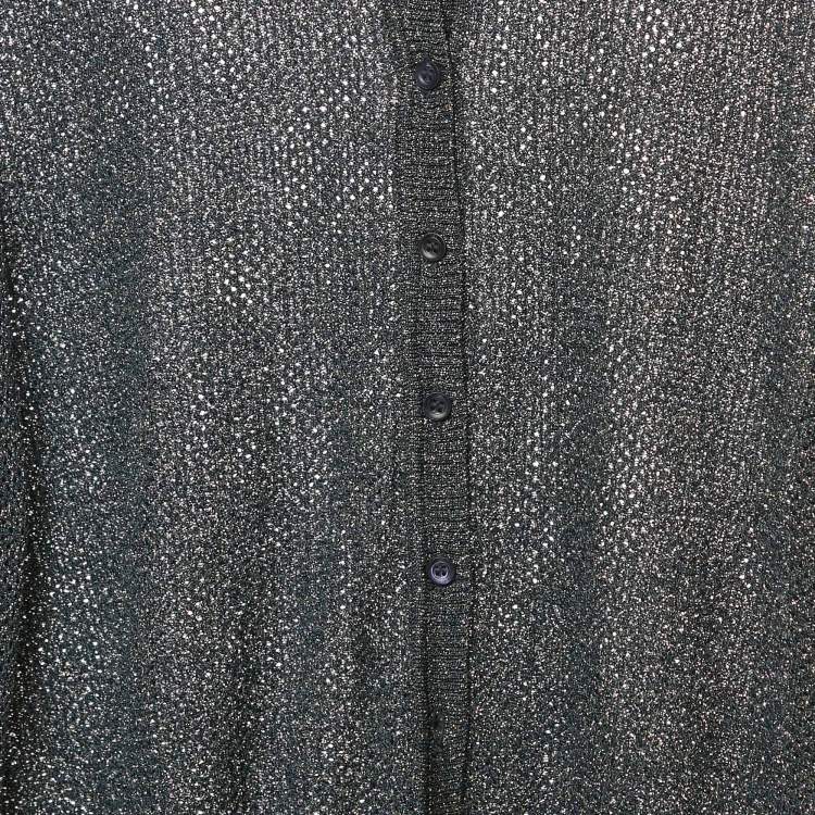 Pre Owned M Missoni Metallic Lurex Knit Button Down Cardigan L