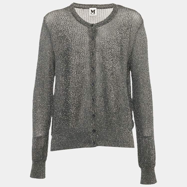 Pre Owned M Missoni Metallic Lurex Knit Button Down Cardigan L
