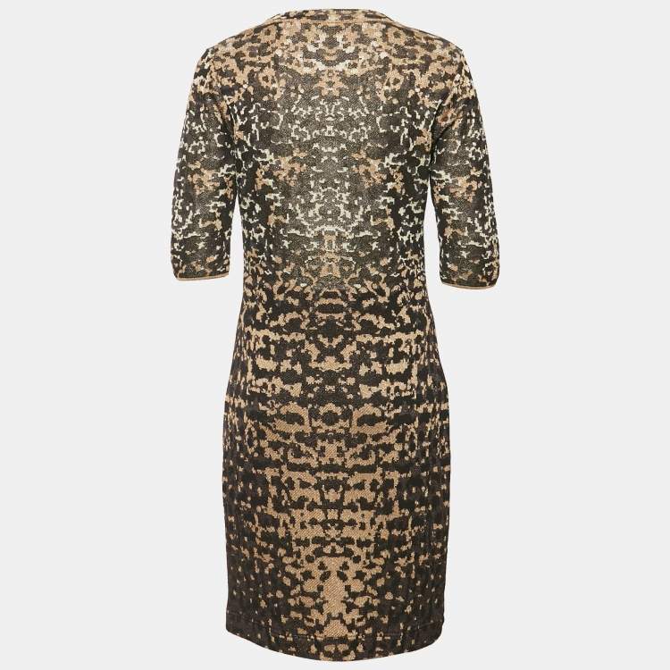 مملوكة مسبقًا M Missoni Brown Patterned Lurex Knit Short Dress L