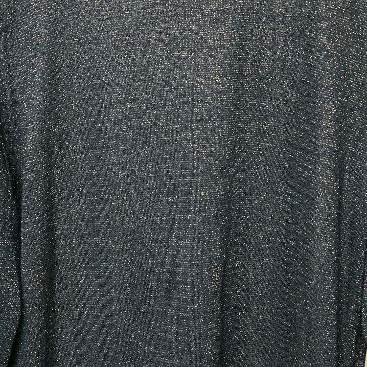 Pre Owned Missoni Blue Lurex Knit Long Sleeve Top M