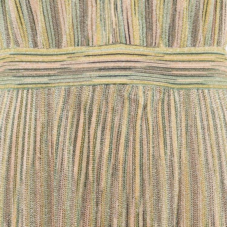 Pre Owned M Missoni Multicolor Lurex Knit Halter Neck Maxi Dress L