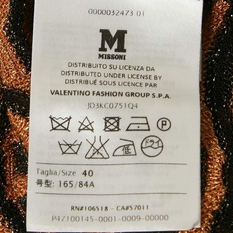 مملوكة مسبقًا M Missoni Brown Patterned Lurex Knit Top S