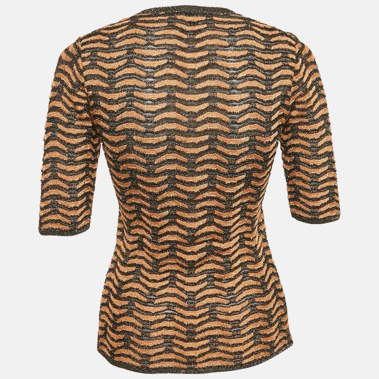 مملوكة مسبقًا M Missoni Brown Patterned Lurex Knit Top S