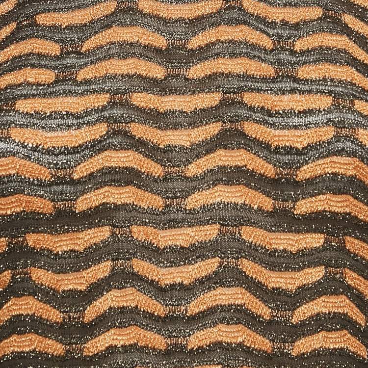 مملوكة مسبقًا M Missoni Brown Patterned Lurex Knit Top S