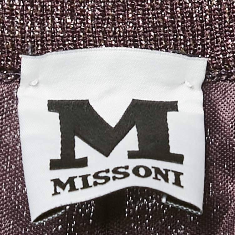 Pre Owned M Missoni Purple Patterned Lurex Knit Flared Trousers M