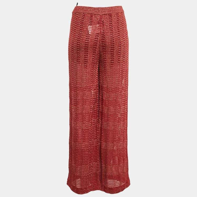 Pre Owned M Missoni Red Lurex Knit Pants M