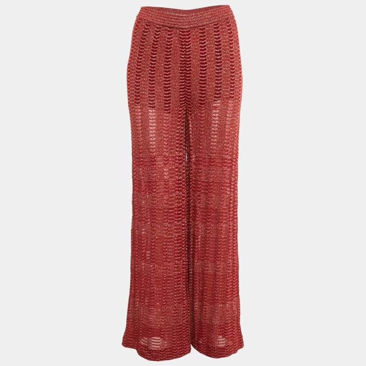 Pre Owned M Missoni Red Lurex Knit Pants M