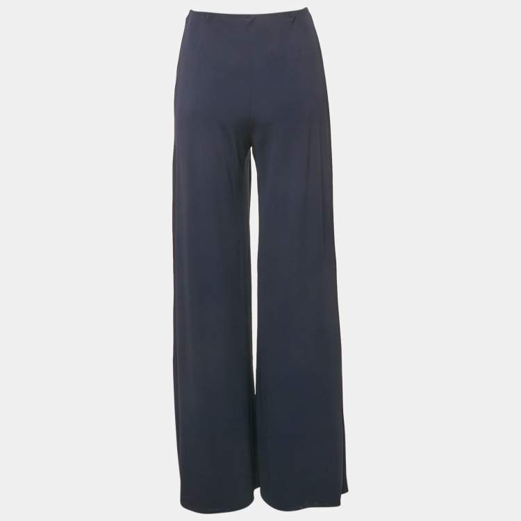 Pre Owned M Missoni Blue Jersey Wide Leg Trousers S