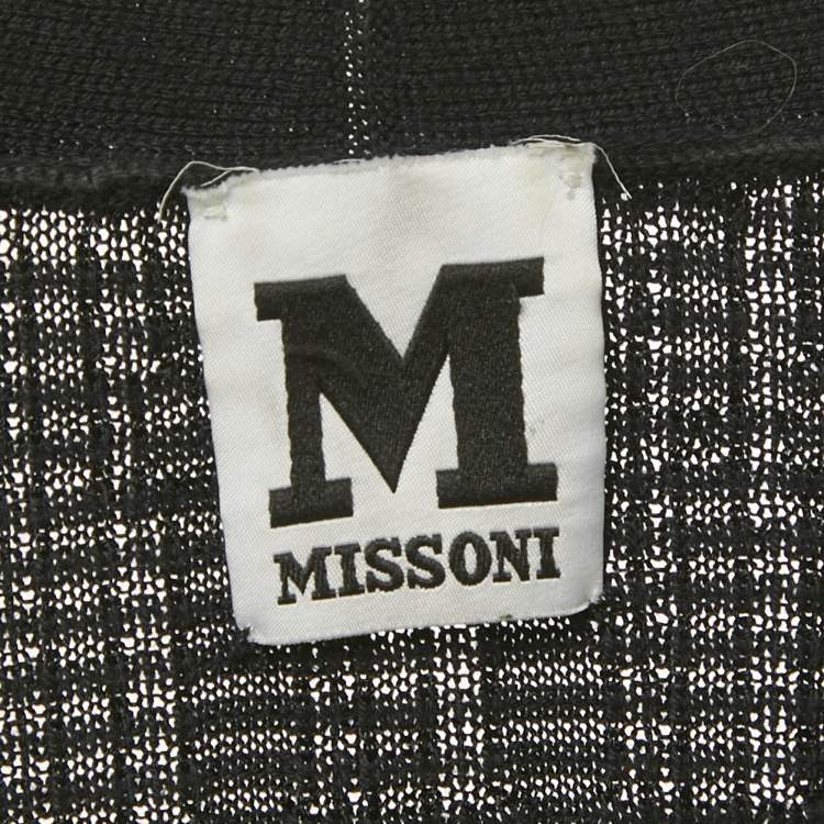 Pre Owned M Missoni Black Patterned Knit Open Front Cardigan M